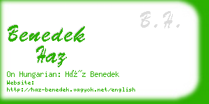 benedek haz business card
